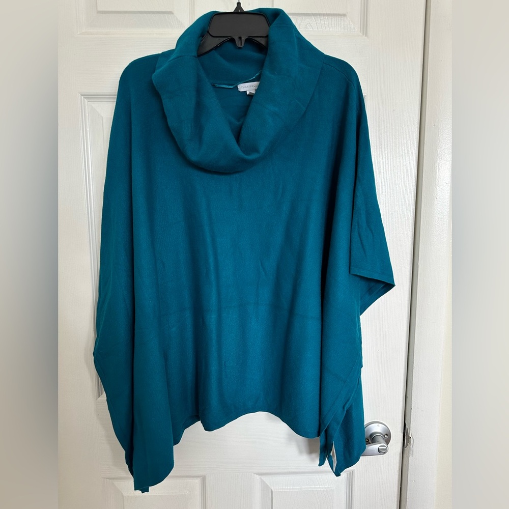 Charter Club Blue Poncho Turtleneck Sweater Size L/XL